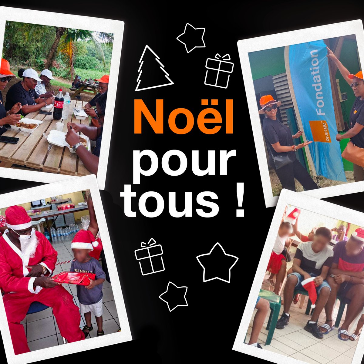 Orange_AntGuy's tweet photo. Générosité, c'était le mot d'ordre des fêtes de fin d'année ✨ Avec la @FondationOrange, nous avons pu offrir un Noël magique aux plus démunis. Au programme: repas de Noël, dons de chèques déjeuner offerts par les salariés d'Orange et collecte de fonds reversée par @Vortex_CGO🎁 https://t.co/Z7BxPjCeC7