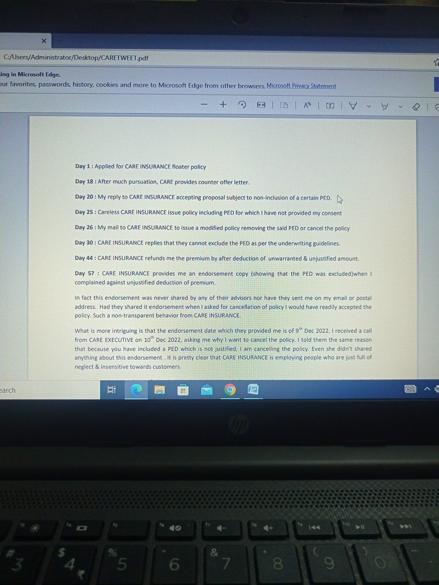 ojasgabbar20's tweet image. @careinsuranceIN @BeshakIN @themahavir @jagoinvestor_ @jagograhakjago @joinditto @AnilSinghvi_ 
Sharing my third class experience with the careless #CAREHEALTHINSURANCE . Is #CAREINSURANCE the only one who is into such ugly practice or it is common in Insurance sector.