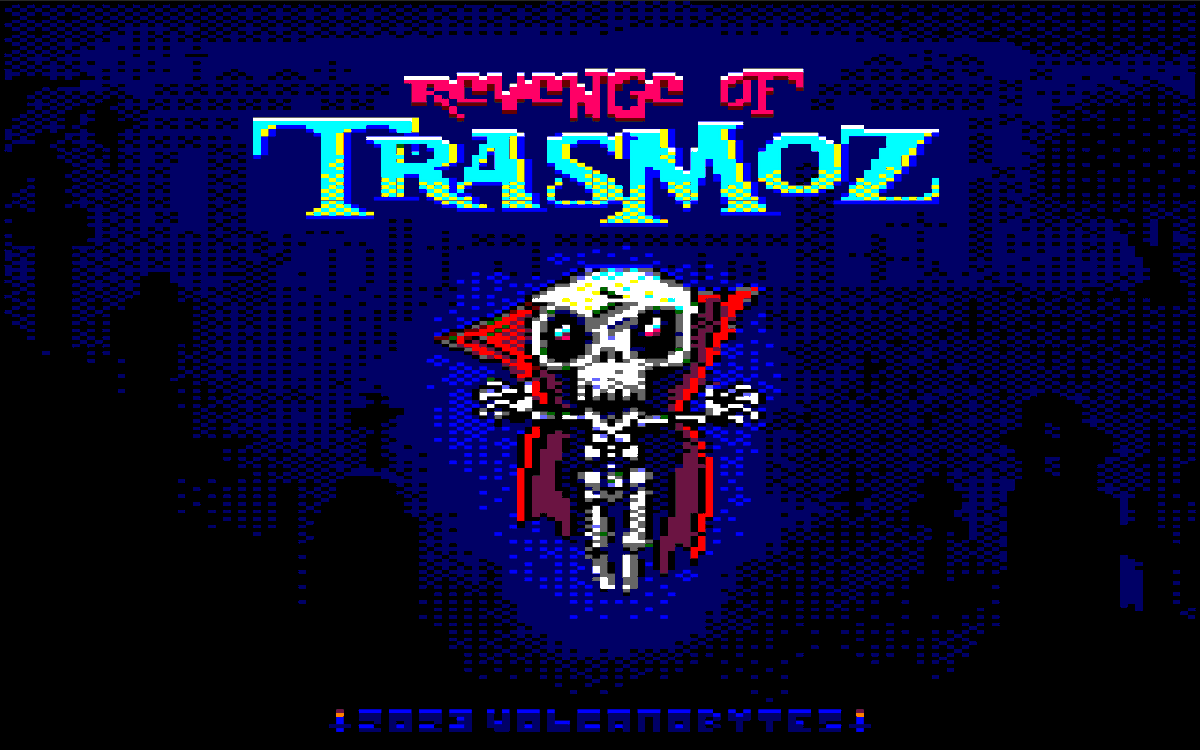 VolcanoBytes's tweet photo. WIP loading screen for "Revenge of Trasmoz" Amstrad CPC mode 0.

The game will be presented next March at @retroparla and will have a great deluxe physical edition by @polyplay_xyz !!!

💀 Stay tuned! The time of revenge is coming! 💀

#amstrad #RETROGAMING #indiegame #pixelart https://t.co/wkcaLfZRpy