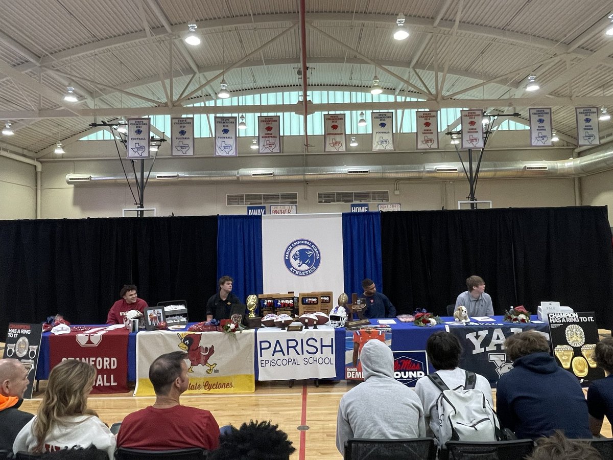 CoachAjami's tweet photo. Congratulations to James Cave, Daniel Demery, Aidan Gilmore & Tre Williams for signing their NLI to play football in college at some amazing programs!! #Earlysigning
@yalefootball @OleMissFB @CycloneFB @StanfordFball @ParishSports @coachnovakov @parishepiscopal @ParishAlumni https://t.co/WofwYhpXqx