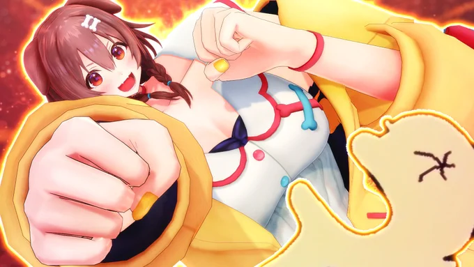 ワンツー!あべし!北斗の拳フィットボクシングで鍛えすぎたころさん#生神もんざえもん​​​​​​​​​​​​​​​​​​​​​​ #できたてころね #戌神ころねMMD #HeyGuysXpotato #MMDホロライブ© 2016 cover corp. 
