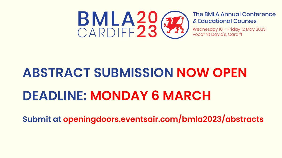 TheBMLA's tweet photo. 📢Call for Papers...Abstract &amp; Presentation Summary Submission for the @TheBMLA Conference 2023 is now open!  Join the practitioners, scientists, researchers &amp; physicians presenting their work, results, learnings and case studies. Deadline: 6 March 2023 
https://t.co/NXnHgaifVQ https://t.co/GdMcISAaTl