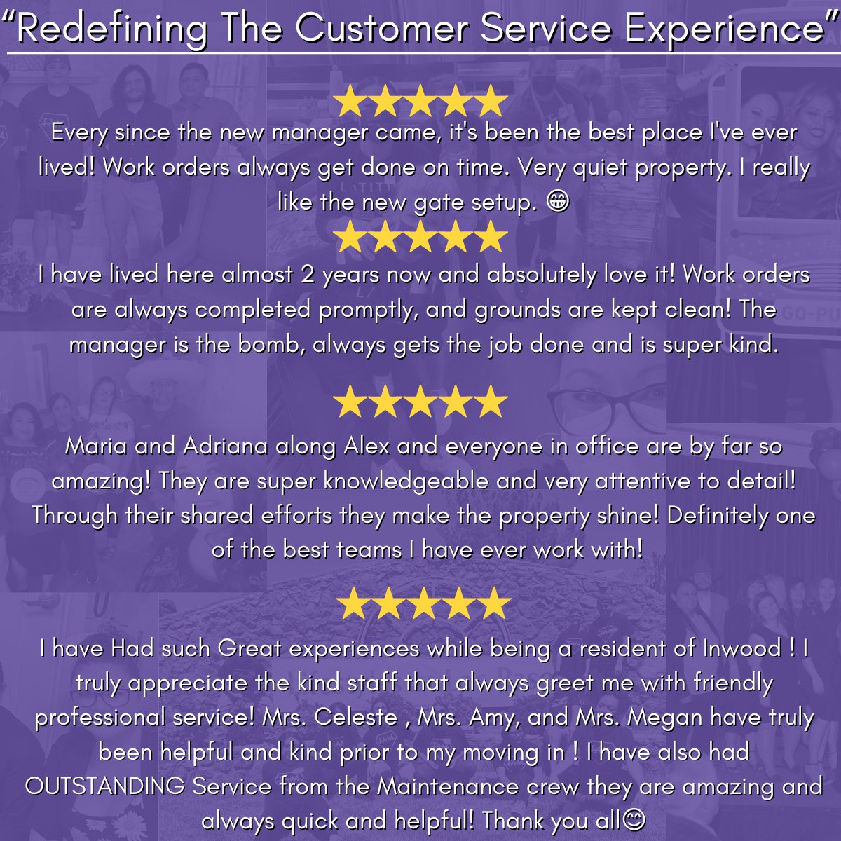 TAM_Residential's tweet photo. Our front-line teams are at it again and work hard every day to create moments that matter for our residents.  

#FiveStarFriday #MomentsThatMatter https://t.co/r6CcqqdE6q
