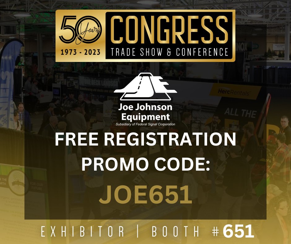 Joe Johnson Equip (@joejohnsonequip) on Twitter photo Are you registered for the #LOCongress? Use promo code JOE651 when you pre-register online, and visit the show for free, on us! Click here: myconexsys.com/EventRegistrat…
1.800.263.1262 | info@jjei.com
#JJE #LOCongress #Landscape #SwitchNGo #PartsAndService #Rentals #Used #Equipment Are you registered for the #LOCongress? Use promo code JOE651 when you pre-register online, and visit the show for free, on us! Click here: myconexsys.com/EventRegistrat…
1.800.263.1262 | info@jjei.com
#JJE #LOCongress #Landscape #SwitchNGo #PartsAndService #Rentals #Used #Equipment