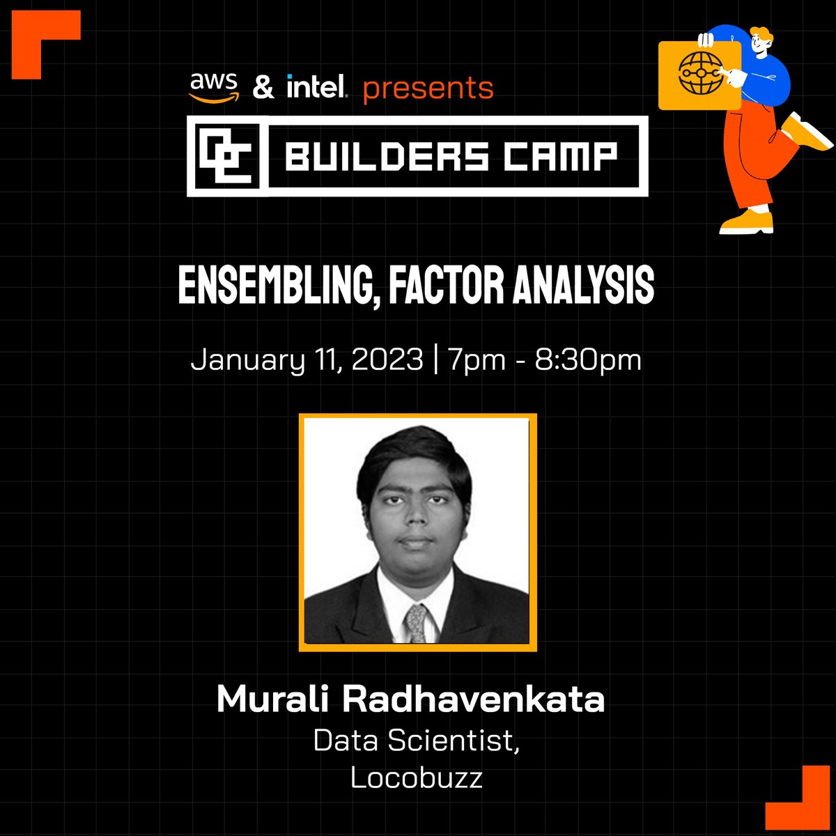 BuildersCamp's tweet photo. We are pleased to have Murali Radhavenkata, Data Scientist, Locobuzz as a mentor at BuildersCamp conducting a session on "Ensembling, Factor analysis". 

Keep an eye on our socials and website for more updates!

#Builderscamp #devcommunity #developers #DevOps #datascience https://t.co/48XzjPzGF3