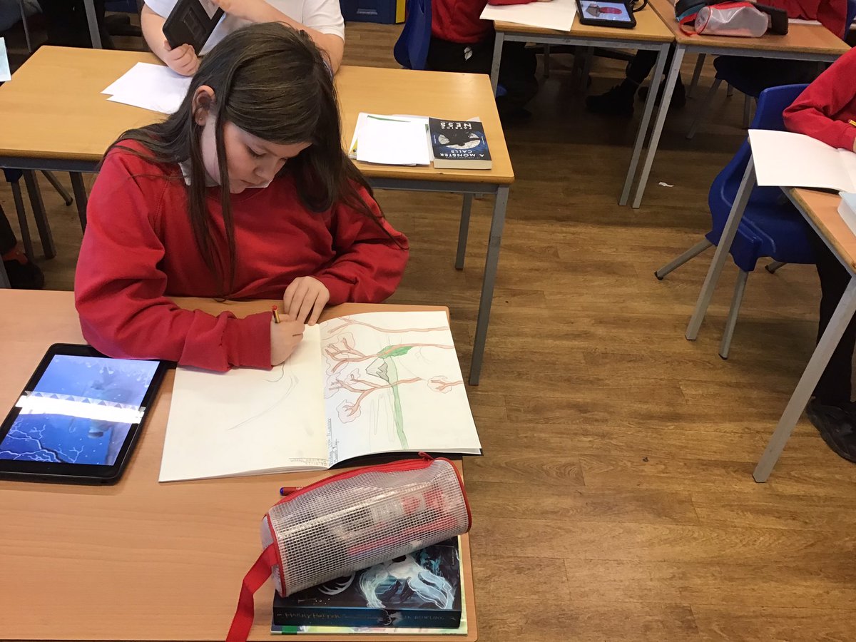 HGPAMissCook's tweet photo. We’ve been inspired by Mackenzie Thorpe this afternoon! We’ve worked so hard, practising our sketching techniques and creating our own authentic pieces.✏️❤️ #harrowgateacademy #harrowgateart https://t.co/ohO0wB9y5N