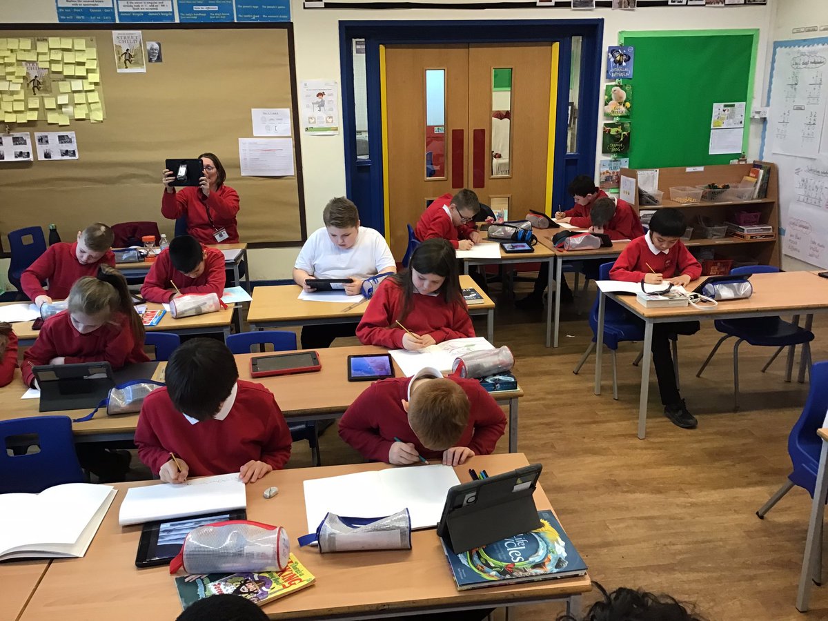 HGPAMissCook's tweet photo. We’ve been inspired by Mackenzie Thorpe this afternoon! We’ve worked so hard, practising our sketching techniques and creating our own authentic pieces.✏️❤️ #harrowgateacademy #harrowgateart https://t.co/ohO0wB9y5N
