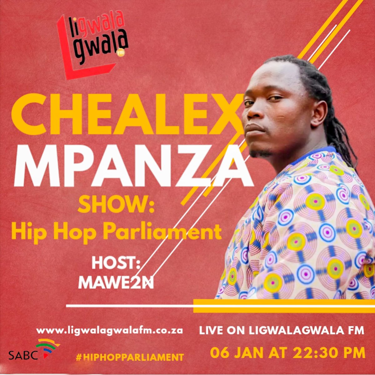 Family I hope you good. God has done it again, tonight we are on Ligwalagwala fm with Mawe2n #hiphopParliament make sure you tune in at 22:30
