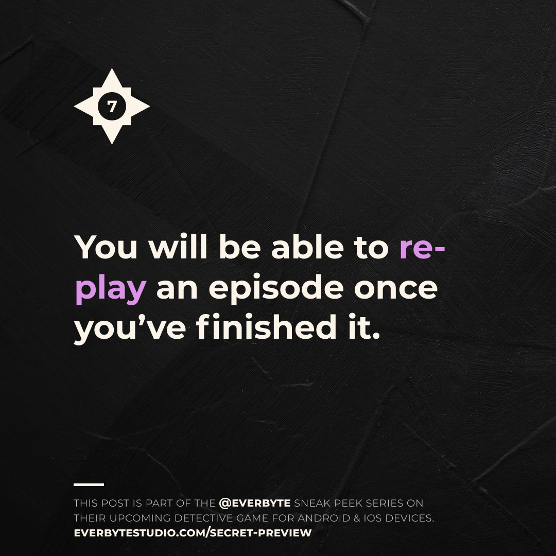EverbyteStudio's tweet photo. SNEAK PEEK #7

You will be able to re-play an episode once you've finished it.

#duskwood #duskwoodsequel https://t.co/VReDozzNqF