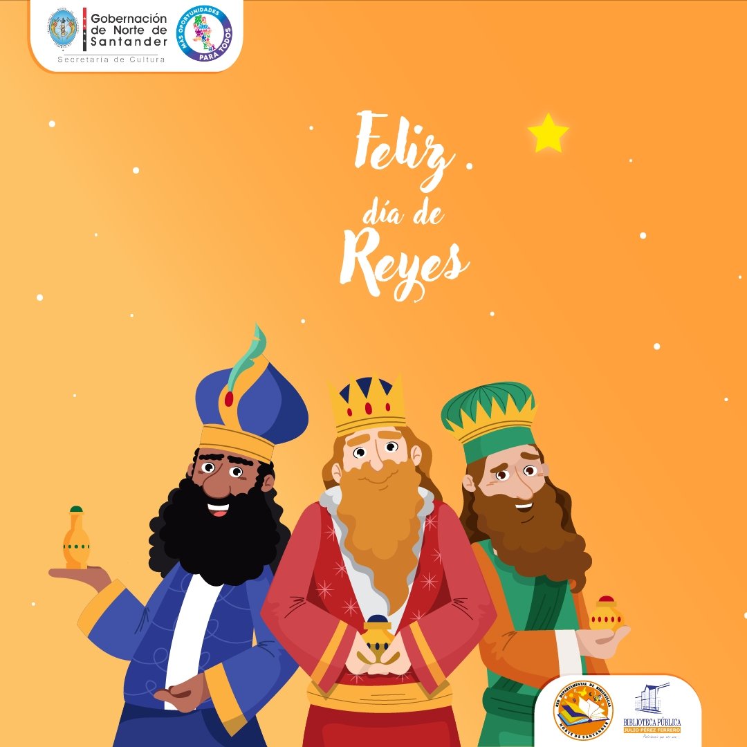 Feliz día de reyes 👑

📌 Somos la Red Departamental de Bibliotecas de Norte de Santander, un programa de la Gobernación de Norte de Santander, liderado por la Secretaría de Cultura Departamental.📖
#Reyes #Colombia 
<a href="/GoberNorte/">Gobernación de Norte de Santander</a>