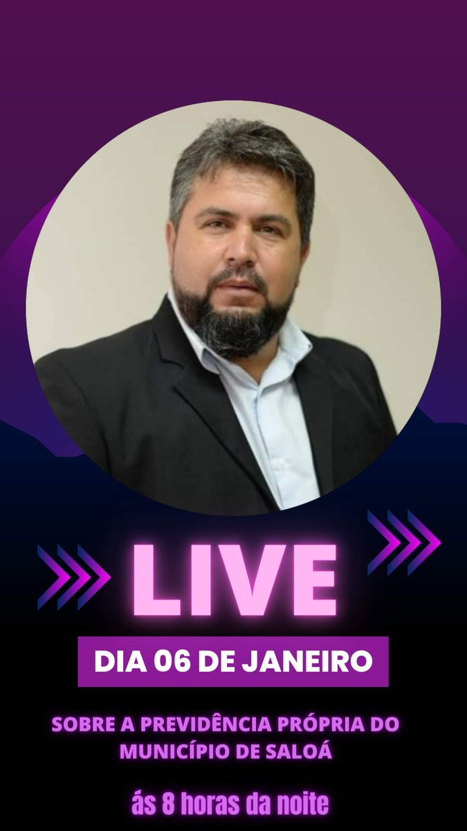 wellingtonsaloa's tweet photo. Hoje dia 06 de janeiro, temos um encontro marcado às 8 da noite. Vamos conversar sobre as novas regras aprovadas para o Regime Próprio de Previdência do município de Saloá. https://t.co/fwPRMedB7a