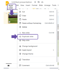 TheTinyEdTech's tweet photo. Third Stop: Duplicating Slides, Right Clicking the Slide Preview. Right click on the slide preview in the panel on the left and select “Duplicate slide.”
#EdTech #EdTechTidbit https://t.co/kDVj3tnOXj