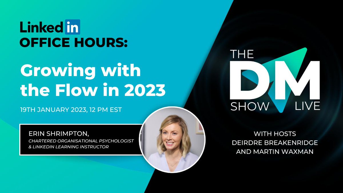 dbreakenridge's tweet photo. What better time to invest in yourself than at the beginning of the year?
On January 19, @martinwaxman and I we'll be talking with special guest Erin Shrimpton about how to establish attainable goals, push yourself with growth challenges, and more.
https://t.co/c3vhDY4F0t https://t.co/uew7E6FdKv