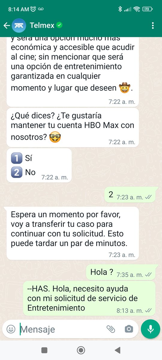 ZamoraLitzi's tweet photo. @TELMEXSoluciona Literal 1 hora en espera y contando... que pasa con telmex cada día peor su atencion al cliente!!😠 https://t.co/BlYhXMWVNJ