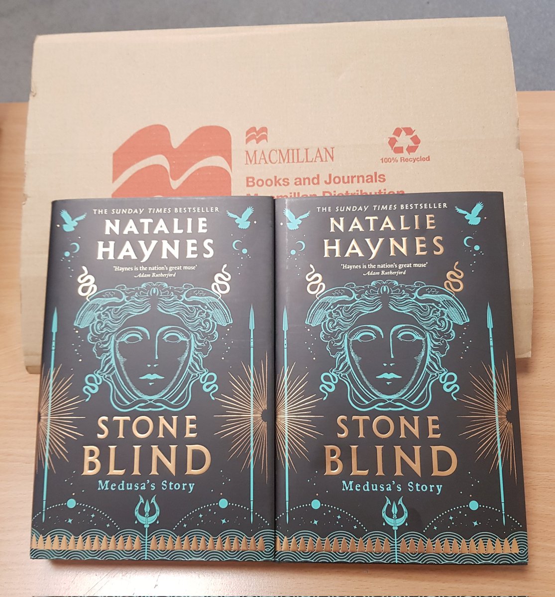Thank you @panmacmillan for this unexpected gift of #StoneBlind by @officialnhaynes. I am very grateful! What a great way to end a very busy teaching week. Kelmscotties- come to Rm 103 if you want to borrow this fantastic book. 😍 #ClassicsTwitter #TeachClassics
