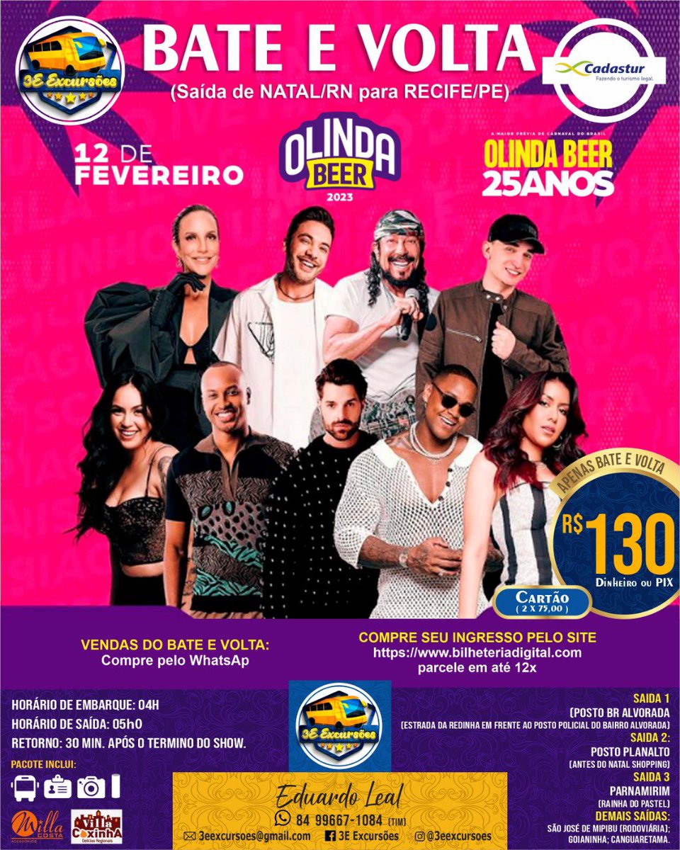 3eExcursoes's tweet photo. Vem curtir a melhor e maior prévia do carnaval com a gente. @3eexcursoes sempre te levando nos melhores eventos! #olindabeer https://t.co/O9wfC5Ij5Y