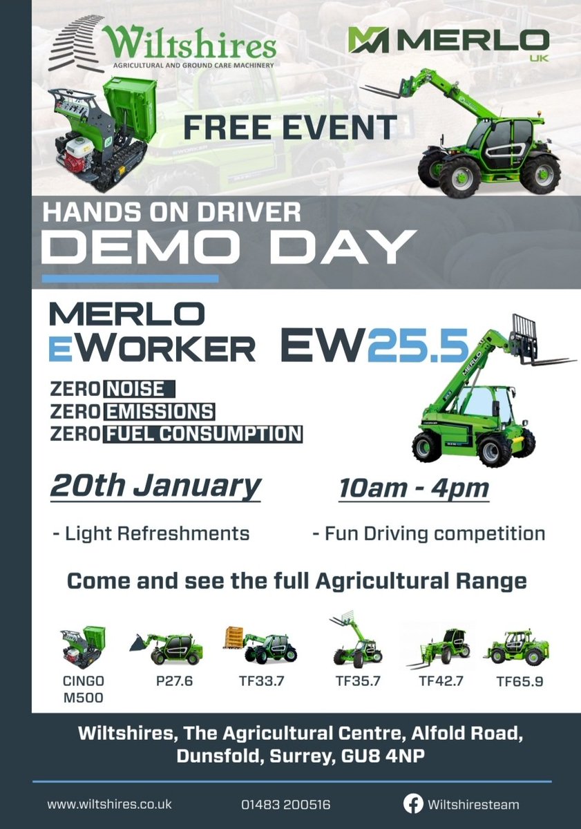 2 weeks to go. Come try out some new machines. Light refreshments throughout the day. #merlo #agriculture #farming #equestrian <a href="/UkMerlo/">Merlo UK</a>