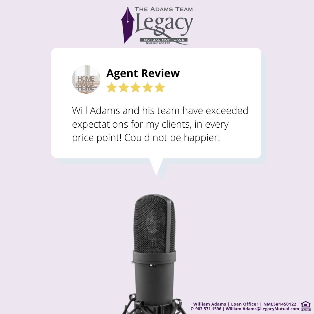 We are happy to kick off the year with this amazing agent review! 

Call us today to get started on your home purchase process. 

Check out more of our partner and client reviews on Google! #TheAdamsTeam #5StarReview #Reviews #PartnerFeedback #DFW #FortWorth #YourLoanTeam
