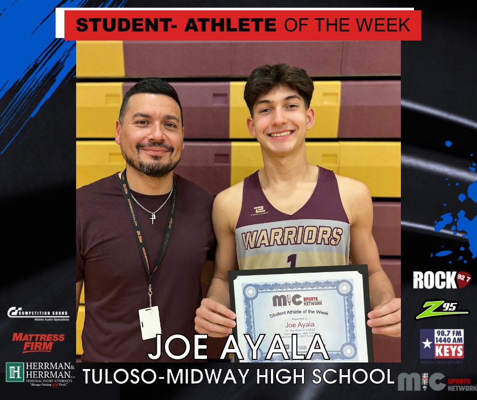 Congrats to Joe Ayala, from @T_MAthletics as our student athlete of the week! Joes an 2 yr starter and has a 4.0 gpa!