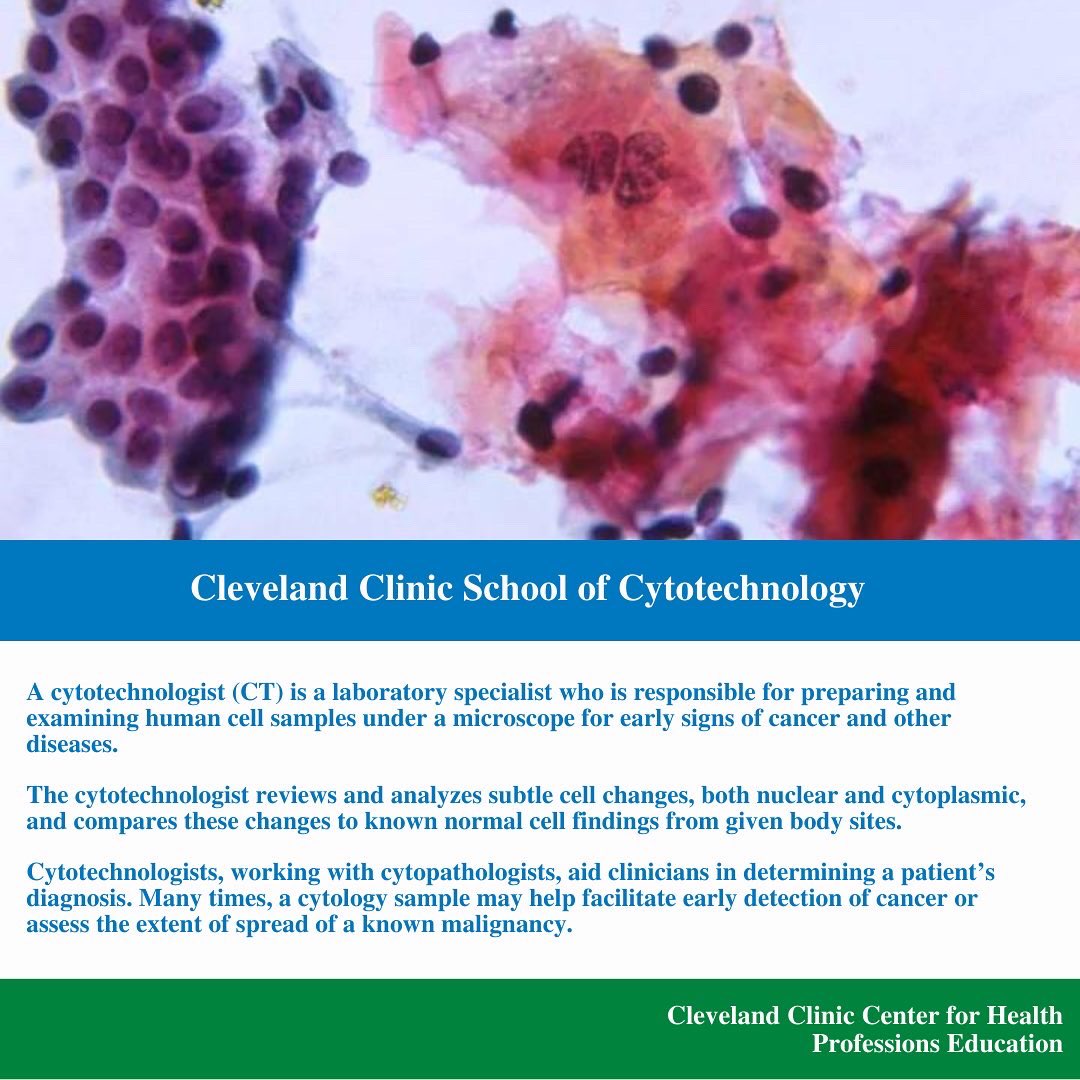 CleClinicCHPE's tweet photo. Cleveland Clinic School of Cytotechnology
Link in bio!
#healthprofessions #student #education #cle #cleveland #clevelandclinic #cytotechnology #cytotech #cytology #cytotologystudent #cytopathology https://t.co/her0N2QyNo