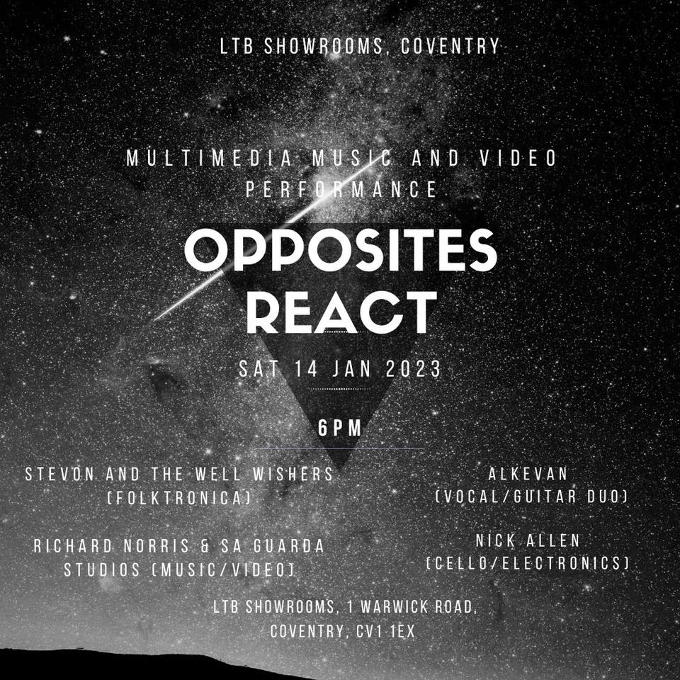 New Music Night Coventry, 14 Jan - my new music/video project with <a href="/chinoixchinoix/">Diego Barraza</a>, Nick Allen cello/electronics, folktronics <a href="/stevonrussell/">STEVON RUSSELL</a> and folk duo, Alkevan. Amazing venue <a href="/LtbShowrooms/">LTB Showrooms</a>

Free entry - eventbrite.com/e/493676699297