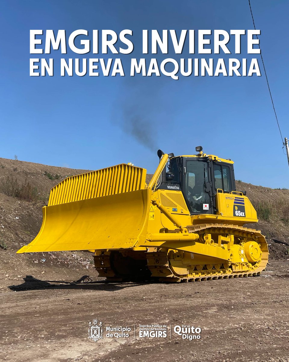 EMGIRSEP's tweet photo. 📍Sumamos nueva maquinaria al Relleno Sanitario. Adquirimos un tractor de última tecnología que trabajará en las labores de disposición final de los residuos que se generan en Quito.  #EmgirsNoPara #QuitoSeLoMerece https://t.co/ZUArycMe9o