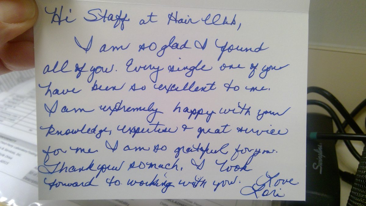 Sometimes our days move so quickly and we might forget why we do what we do. Little things like this remind us of why we love The Club!

#hairclubcareers #appreciation #loveourmembers #clientsfirst #joinourteam #lovetheclub