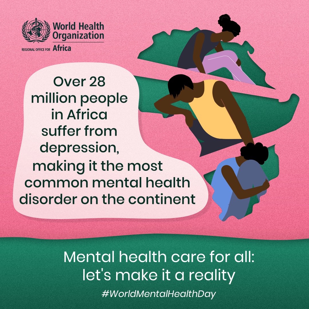 WHOAFRO's tweet image. Depression is the most common mental health condition in #Africa 🌍

Signs of depression include persistent sadness, thoughts of self-harm &amp;amp; loss of energy.

If you think you may be experiencing depression, contact your local healthcare professional