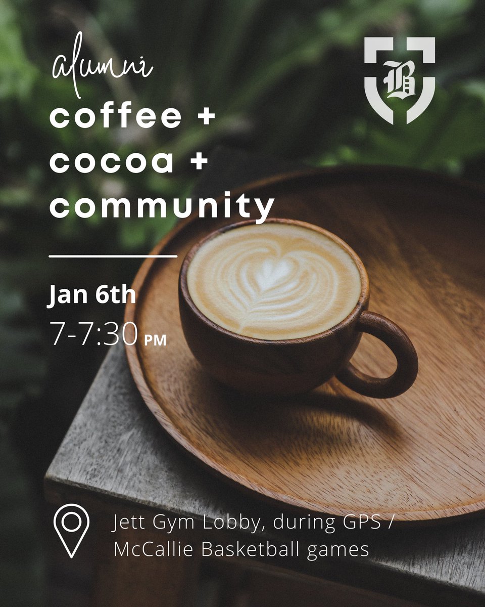 BoydBuchanan's tweet image. #BBSAlumni

Come out to Jett Gym tonight to support our Basketball teams as they play GPS &amp;amp; McCallie. Games start at 6 pm &amp;amp; ALL Alumni will receive free admission. 

Also, from 7-7:30 pm, alumni can get a FREE drink from Common Grounds coffee shop. Go Bucs!! ⚔️