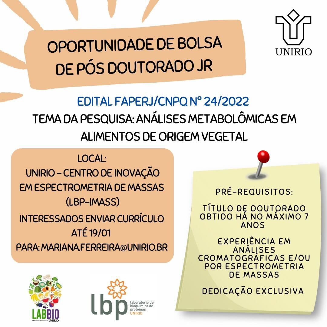Portal Metabolômica Brasil (@brmetabo) on Twitter photo Divulgando oportunidade de Bolsa de Pós Doutorado Jr sob a coordenação da Prof Dra <a href="/marilarraz/">Mariana Larraz</a> Divulgando oportunidade de Bolsa de Pós Doutorado Jr sob a coordenação da Prof Dra <a href="/marilarraz/">Mariana Larraz</a>