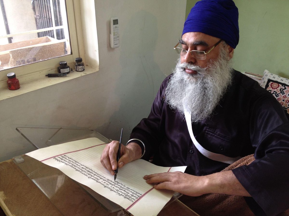 JivanpalSingh's tweet photo. During the first few months of this year, Surjit Singh (Pothi Seva, Chandigarh) was busy working on the binding of a Guru Granth Sahib manuscript. This was a handwritten Saroop by Giani Partap Singh, the former Head Granthi at Takht Sri Hazur Sahib, Nanded. https://t.co/FC4ClywO6q