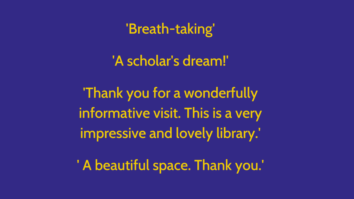 ArmRLib's tweet photo. Some visitor book comments from the end of 2022, start 2023:

' Breath-taking'
'A scholar's dream!'

We look forward to welcoming more visitors in this new year and may they be as positive as these visitors!
#librarylife
#visitorcomments
#visitorbook https://t.co/ECOKIBjNGG