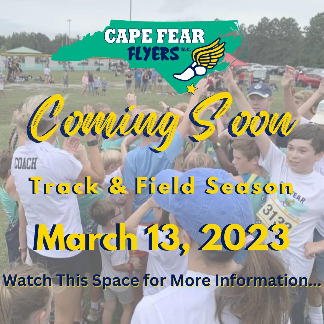 CapeFearFlyers's tweet photo. Cape Fear Flyers Track &amp; Field Season 2023 starts March 23, 2023 at 6pm... 
#runjunpthrow #ncaautrackandfield #ncusatf  #trackandfield #RunILM #Youthrunners #aautrackandfield #usatfyouth #runningcommunity #keepkidsactiveandhealthy #kidsrunning #capefearflyers #usatffuturestars https://t.co/6GmV9l8RO2