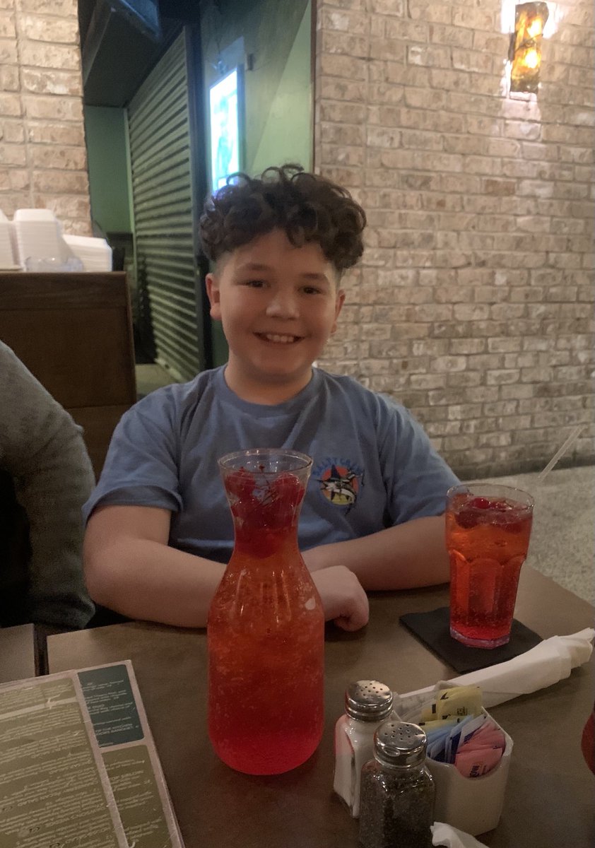 Happy 11th Colt!   He got to celebrate early with a birthday dinner at our favorite ⁦<a href="/Dawsons_on_Main/">Dawsons on Main</a>⁩ and Indy’s best server, Jeramy D, had an aquarium of Shirley Temple waiting at our table.