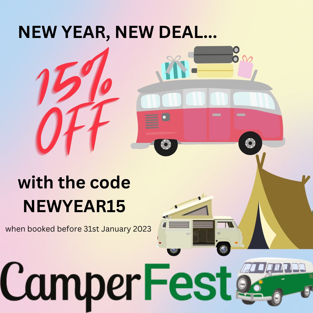 Did you miss the December deal?? Don't Panic!! New Year, New Deal!!
Camperfest.co.uk