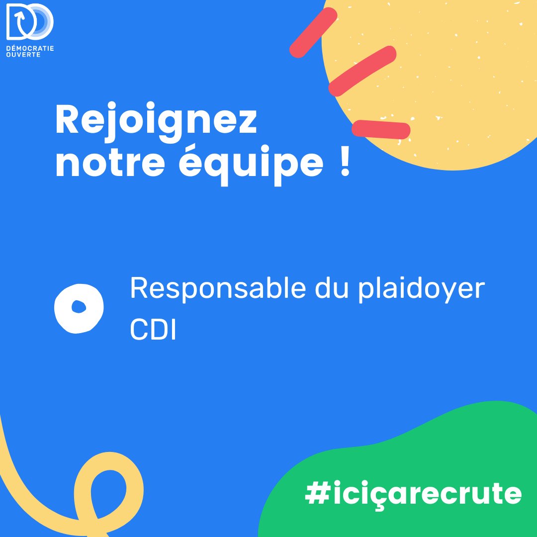 DemOuverte's tweet photo. 📢#CDI On vous propose de mettre votre expérience de coordination, de plaidoyer, et de communication au service des transitions justes !🤩N'hésitez plus et rejoignez notre équipe : devenez le ou la futur.e Responsable du #Plaidoyer de DO !

➡️ Postuler : https://t.co/YiOntPxfEG https://t.co/1ultf7srNA
