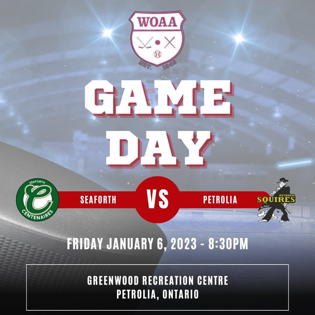 Game day!!!!! Squires kick off their final few regular season games with a home stance with Seaforth coming to town tonight ! 

Puck drop 8:30 pm and of course the Black Gold blue line club will be open !