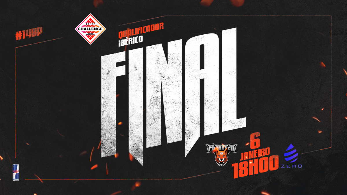 Dia da primeira "final" do ano! 🦊

Jogamos o jogo decisivo do qualificador ibérico do OMEN WGR Challenge 2023 às 18h00 frente a #ZERO 🇪🇸

O vencedor avança para o qualificador fechado.

#14UP