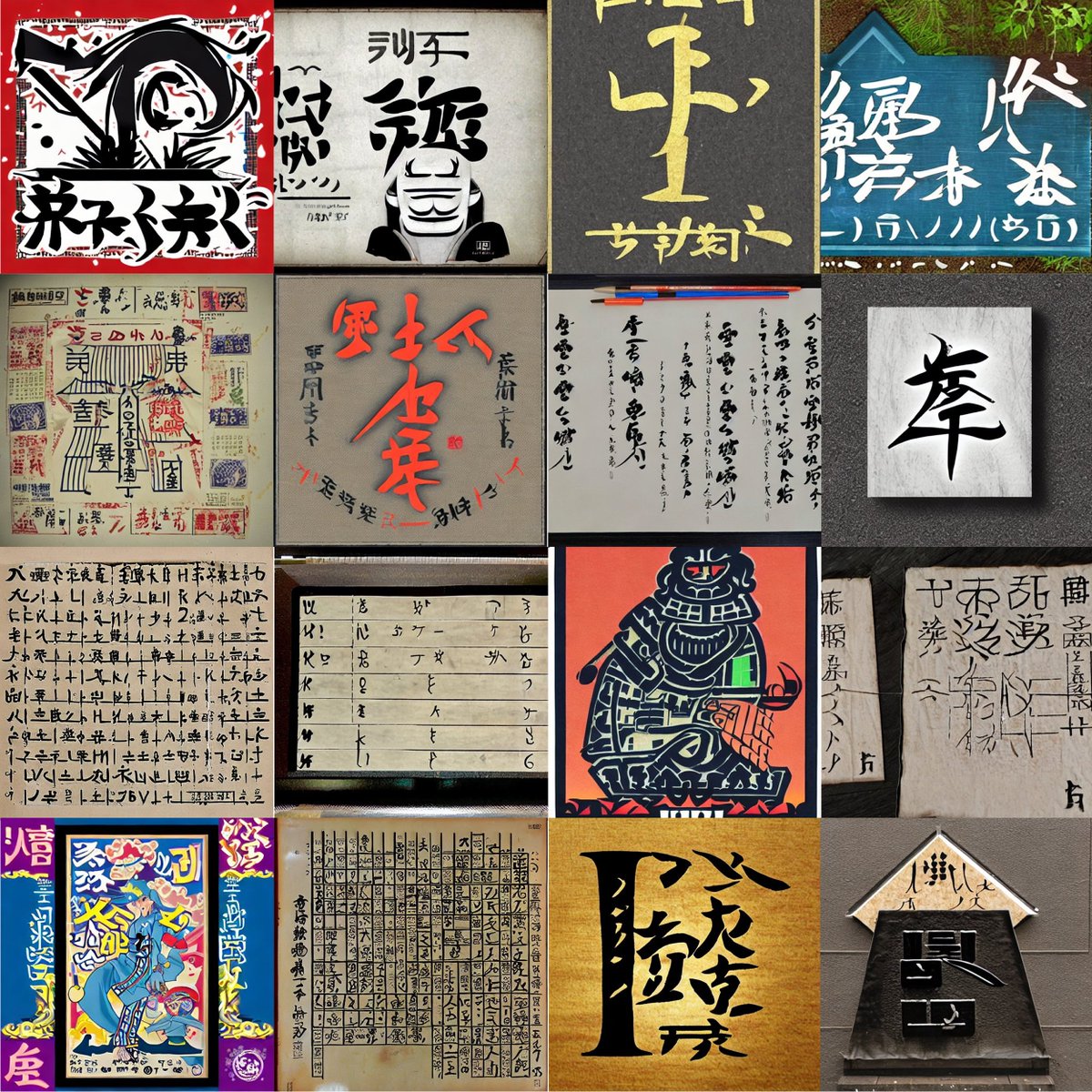 AIに「katakana」って単語を食わせたらめちゃくちゃいい感じの画像いっぱいできていいですね クリスタのログボ 