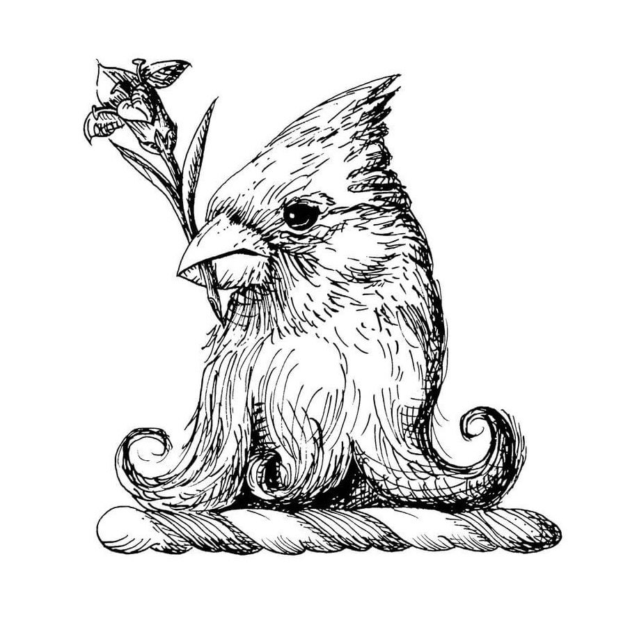 MuellerJohnF1's tweet photo. Continuing my series of Fairbain-style crests, this very handsome cardinal's head // #heraldry #coatofarms #familycrest #lineart #blackandwhiteart https://t.co/iWHkKnP1so