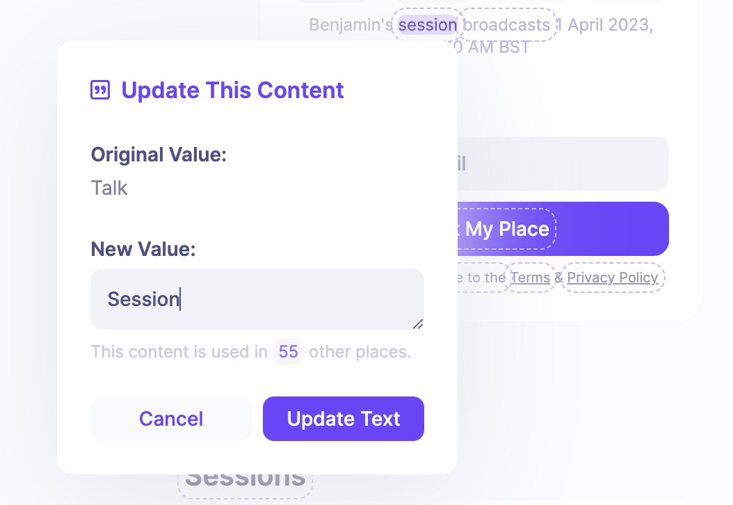 Continuing our feverish drive to create the best virtual event experience on the web, today we announced Inline Content Editing - a powerful new way to update your event content directly on the page where you see it.

Check out my quick walk-through at: loom.com/share/bbeeac38…