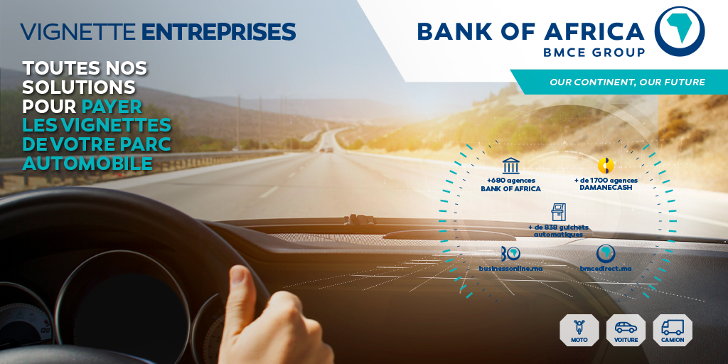 Bank_OfAfrica's tweet photo. Réglez la #vignette2023 de votre parc automobile de diverses façons: https://t.co/DXjruMFwMv , https://t.co/JG06WdjCWv , via notre large réseau d'agences & GABs #BANK_OF_AFRICA ou en agence #DamaneCash.
#OurContinent_OurFuture #Vignette_Pro #Businessonline #BMCE_Direct https://t.co/UhPW3IIOq1