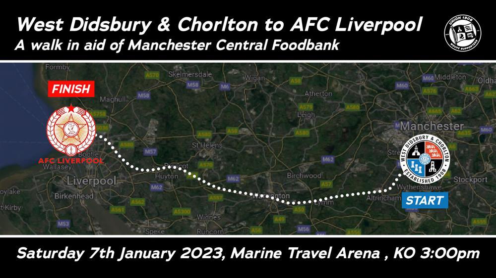 Union 1908 (@union1908) on Twitter photo This Saturday Union member @itsdantowns is walking from <a href="/WD_CFC/">West Didsbury & Chorlton</a> to the <a href="/AFCLiverpool/">AFC Liverpool🔴⚪️⚽️</a> game in aid of <a href="/McrFoodbank/">Manchester Central Foodbank</a> If able to, please donate via justgiving.com/fundraising/wd… This Saturday Union member @itsdantowns is walking from <a href="/WD_CFC/">West Didsbury & Chorlton</a> to the <a href="/AFCLiverpool/">AFC Liverpool🔴⚪️⚽️</a> game in aid of <a href="/McrFoodbank/">Manchester Central Foodbank</a> If able to, please donate via justgiving.com/fundraising/wd…