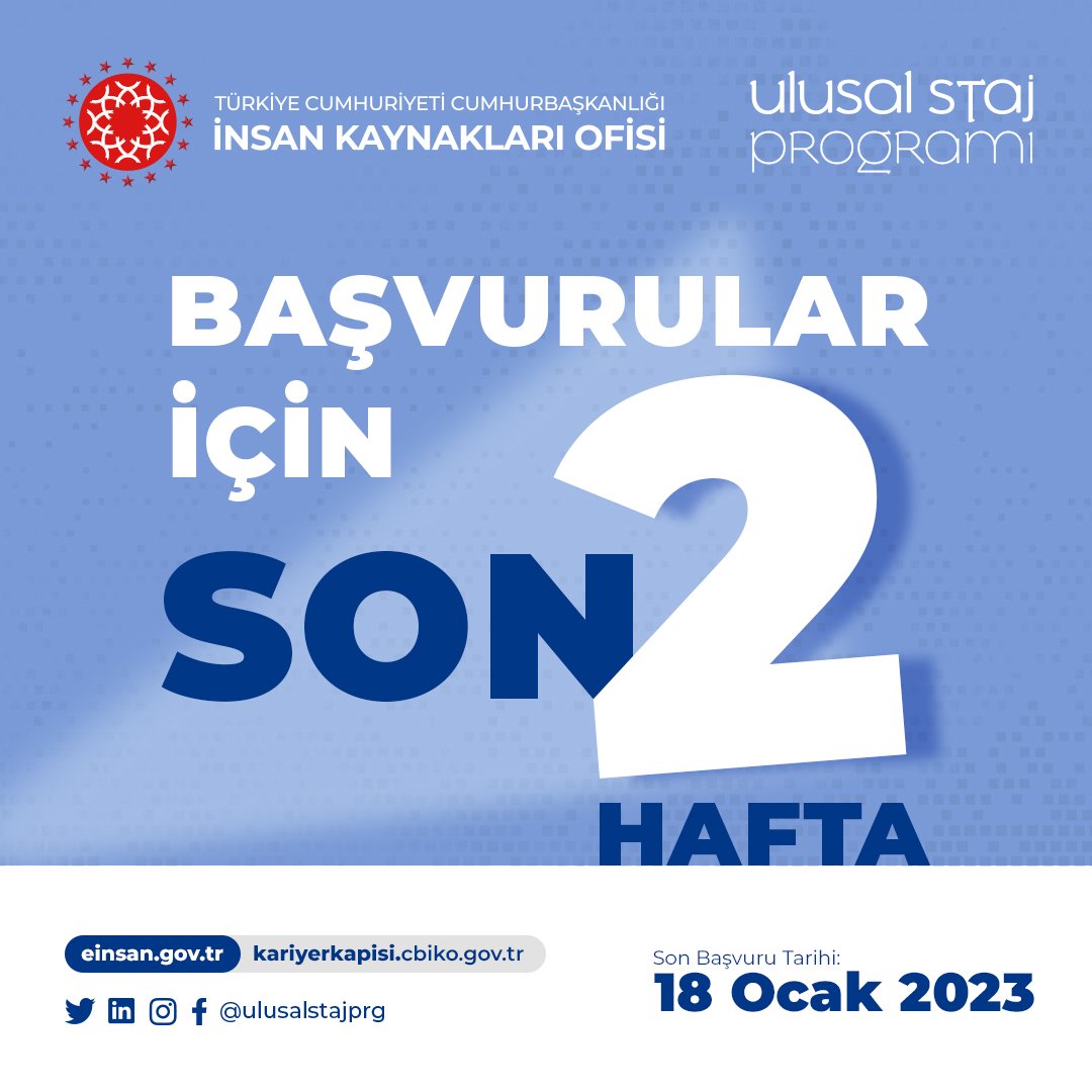 YeditepeAlumni's tweet photo. #UlusalStajProgramı 2023 yılı başvurularında son 2 hafta!
Hayalini kurduğun kariyere iyi bir başlangıç yapman için seni bekliyoruz! #SeninİçinSeferbiriz @tccbiko @einsan_tccbiko @ulusalstajprg @yeditepeuniversitesi
Son Başvuru Tarihi: 18 Ocak 2023

🔗https://t.co/mQbwdWVApD https://t.co/yJxCPJREfB