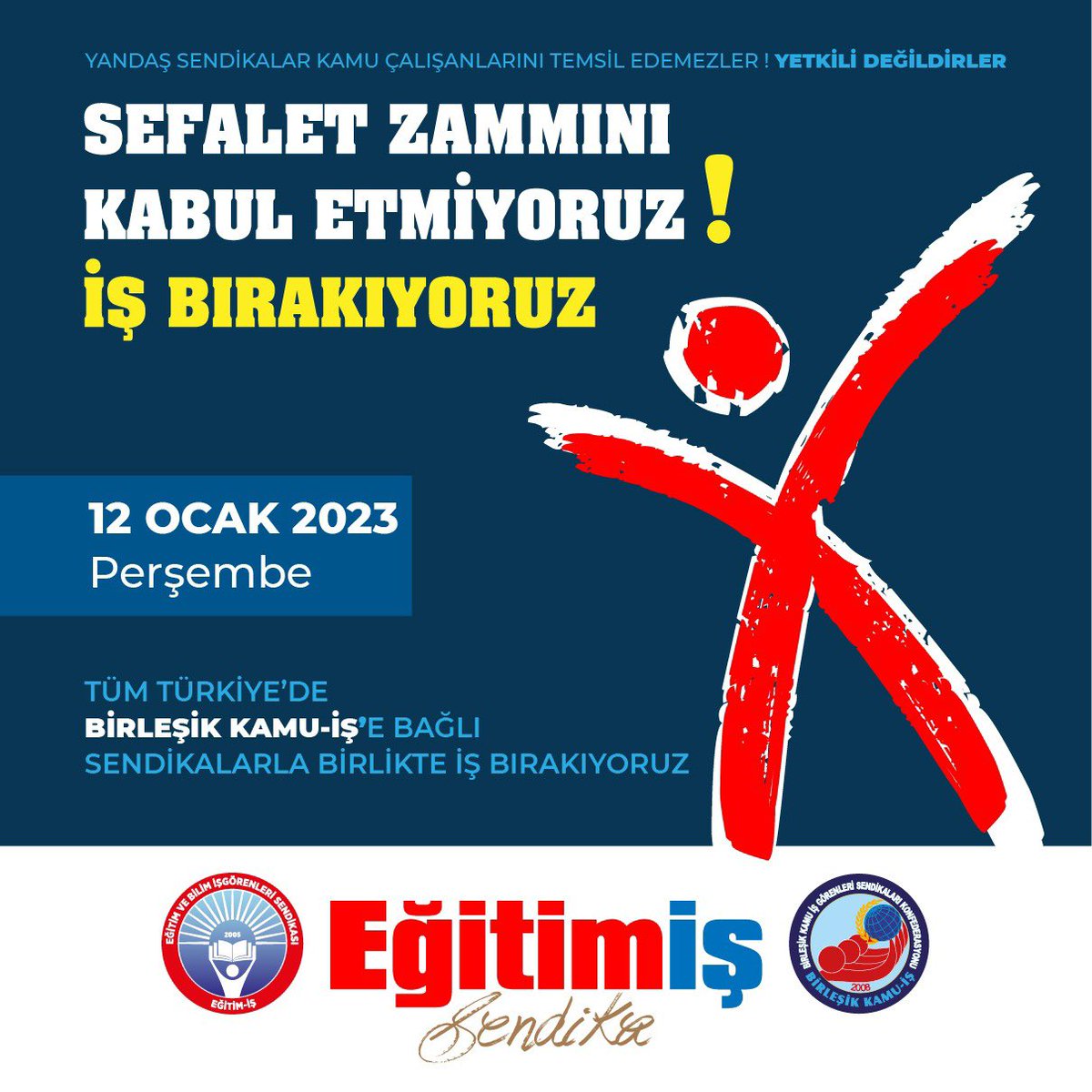 Sefalet Zammını Kabul Etmiyoruz 
12 Ocak Perşembe İş bırakıyoruz!
Tüm Türkiye'de Birleşik Kamuİş konfederasyonumuza bağlı sendikalarımız ve kamu konfederasyonları platformu ve sendikalarıyla birlikte alanlarda olacağız!Üretimimizden ve üretimden gelen gücümüzden haberdar edeceğiz