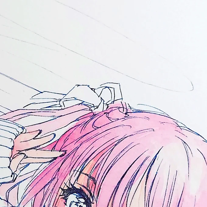 新しい水彩紙を試したら、だ・ダメだった・・。描きなおしです。 (事前に試しとけよってw 