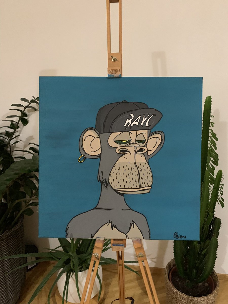 kiarafreeworld's tweet photo. Acrylic painting @BoredApeYC #5191 for @DivicoHelvetica 🎨👩🏽‍🎨 DM me and get your NFT painted! 🔥 https://t.co/tzLFsKCcYK
