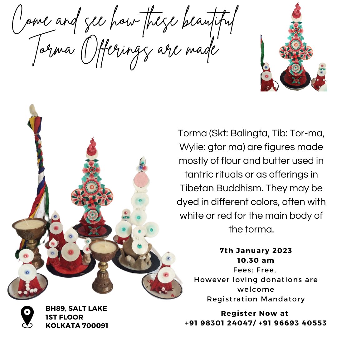 PCCA_INDIA's tweet photo. If you have visited a monastery, you may have noticed these beautifully, varied shapes and structures in front of the deities. These are known as Torma, made by hand from Tsampa and butter and then intricately and brightly colored.
#torma #offering https://t.co/5vGGX9r7If