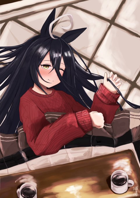 描き初めカフェです。今年もよろしくお願いします。#ウマ娘 #マンハッタンカフェ 