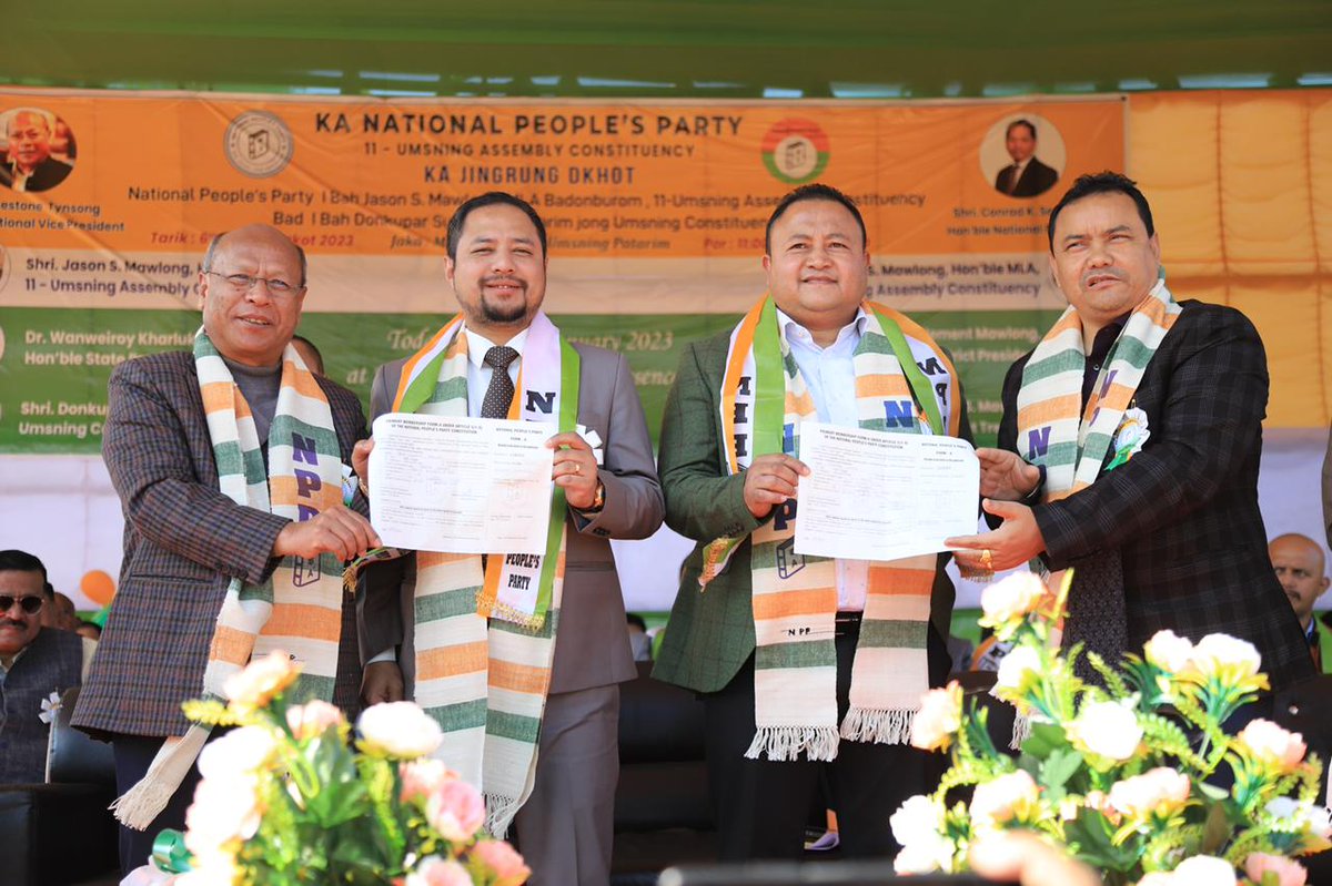 MLwithConrad's tweet photo. Glimpses from the joining of Hon'ble MLA Bah Jason Sawkmie Mawlong and Former MDC Bah Donkupar Sumer join the party today at Umsning, Ri Bhoi District.✨
.
.
.
#NPP #MeghalayaWithConrad #PeoplesCM #ConradSangma #leadership #umsning #RiBhoi #MLA #besttomorrow https://t.co/a8JRTcVWGo